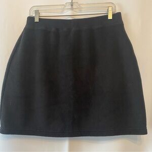 Sporty Goth Black Fleece Athleisure A-Line Mini Skirt LG Apres Ski Winter